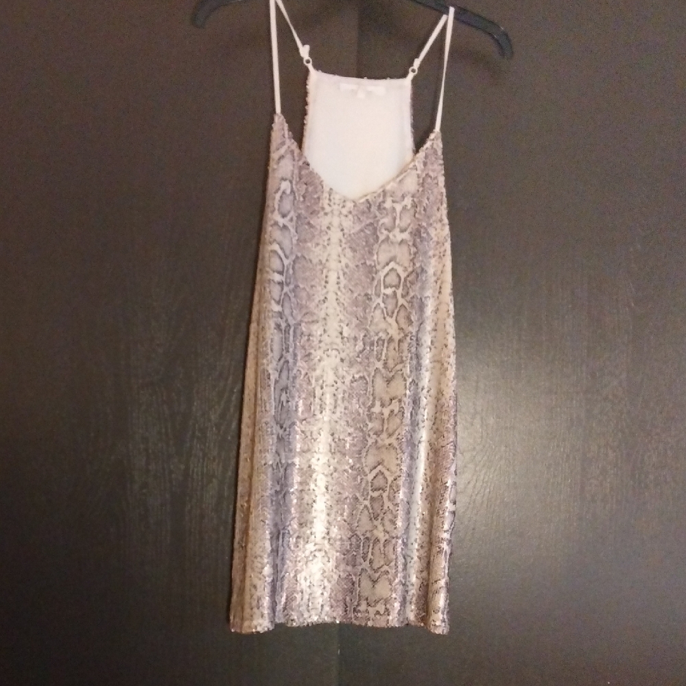 Chic Sequin Snakeskin Patterned Mini Dress.